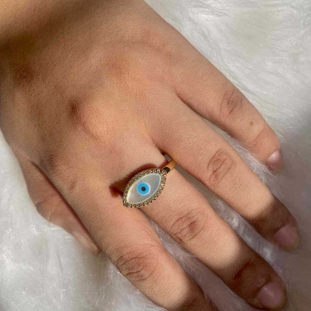 Evil eye adjustable ring